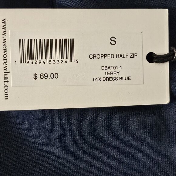 2/$50 WeWoreWhat Cropped Half Zip Pullover Terry Dress Blue Size S | Casual Chic - Picture 7 of 8